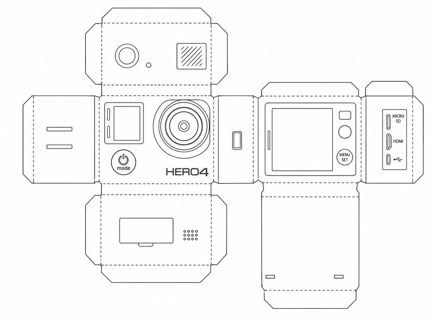 GoPro HERO4 Silver Action Camera geometric net diagram