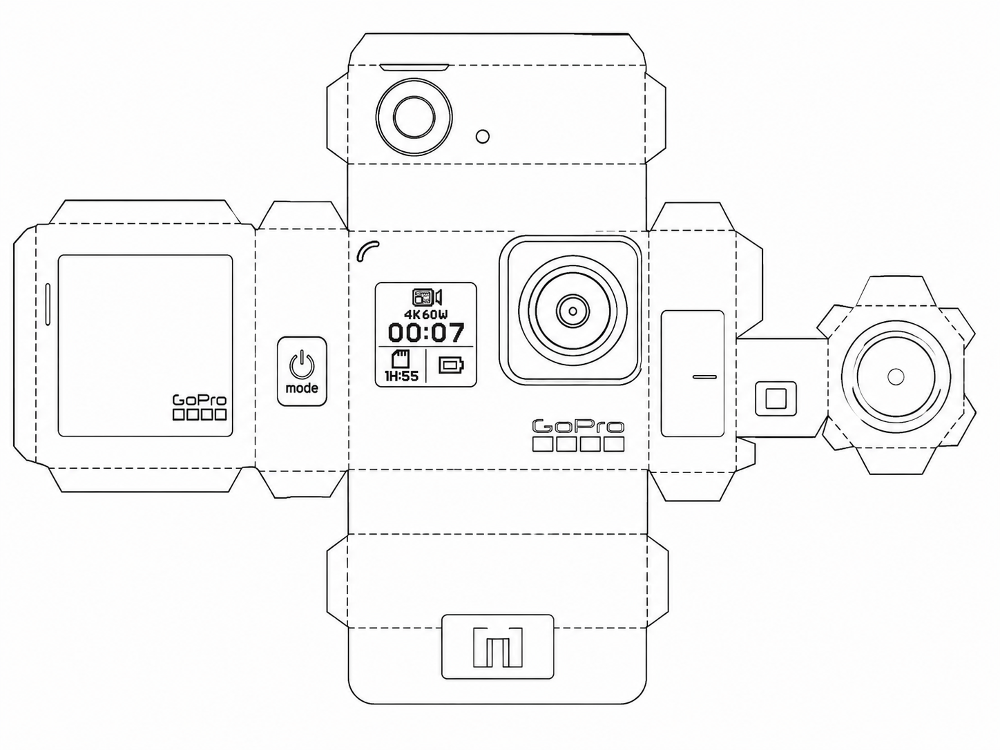 GoPro HERO7 Black Action Camera geometric net diagram