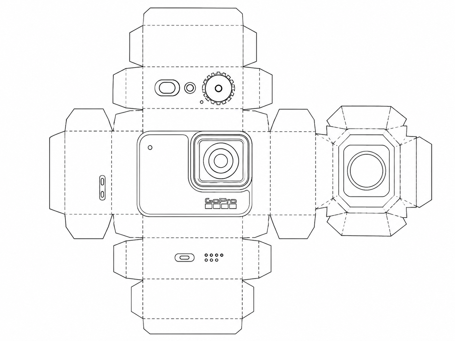 GoPro HERO7 Silver Action Camera geometric net diagram
