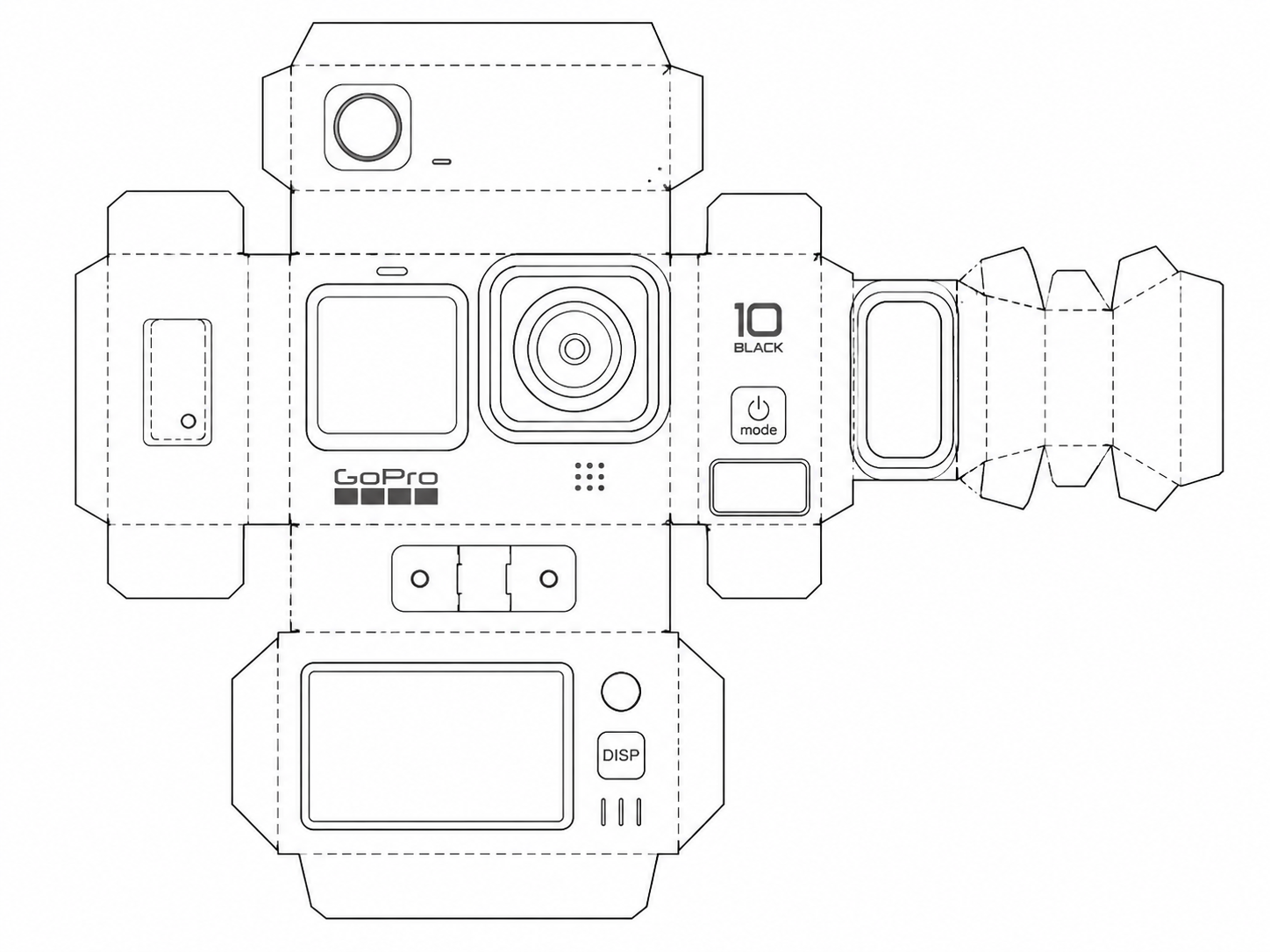 GoPro HERO10 Black Action Camera geometric net diagram