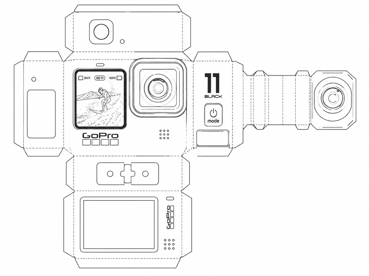 GoPro HERO11 Black Action Camera geometric net diagram