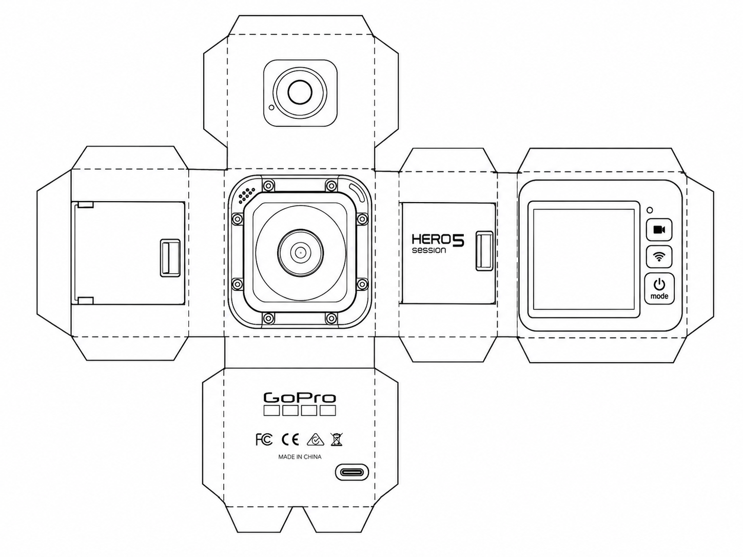 GoPro HERO5 Session Action Camera geometric net diagram