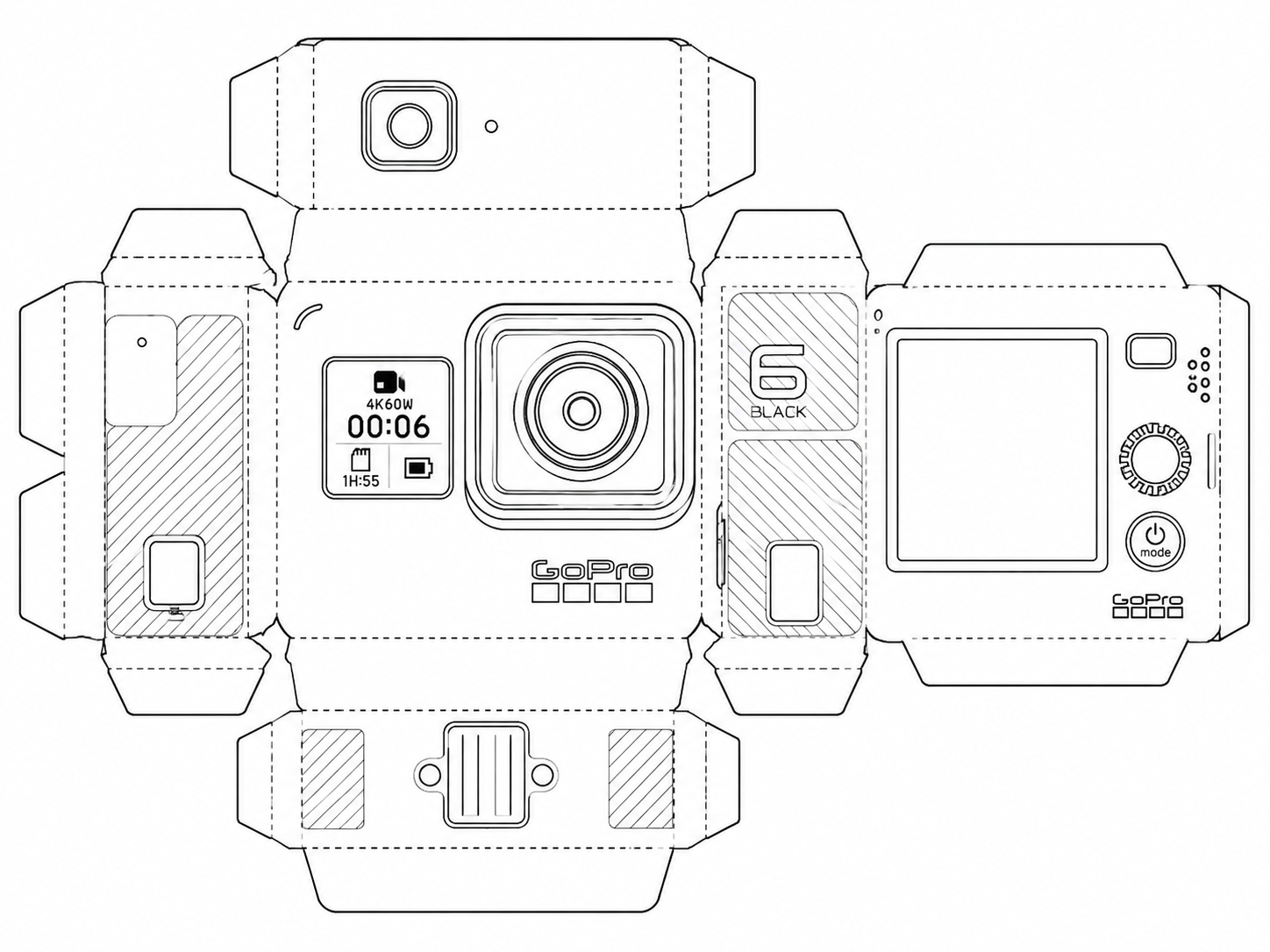 GoPro HERO6 Black Action Camera geometric net diagram