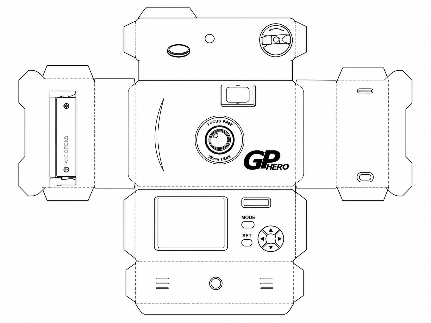 GoPro HERO 35mm Film Action Camera geometric net diagram