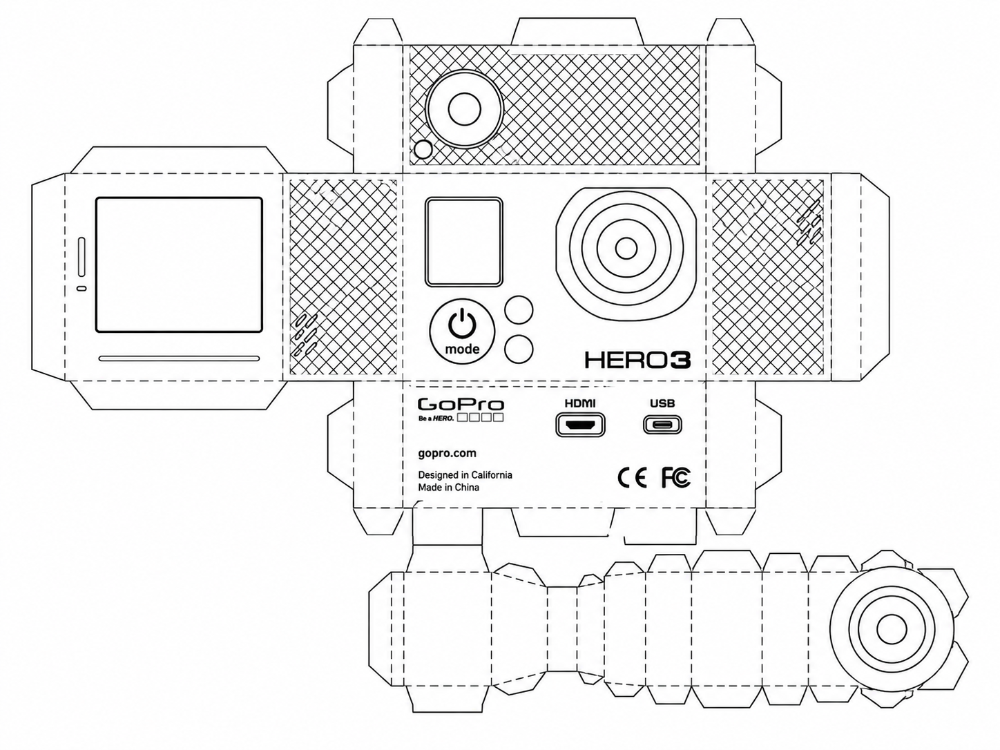 GoPro Digital HERO3 Wearable Action Camer geometric net diagram