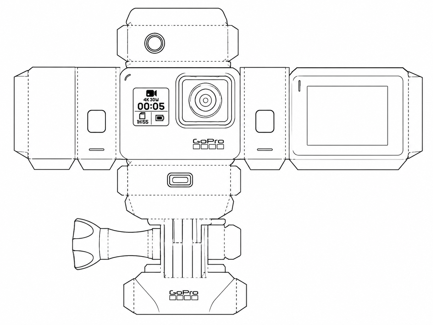 GoPro Digital HERO5 Action Camera geometric net diagram