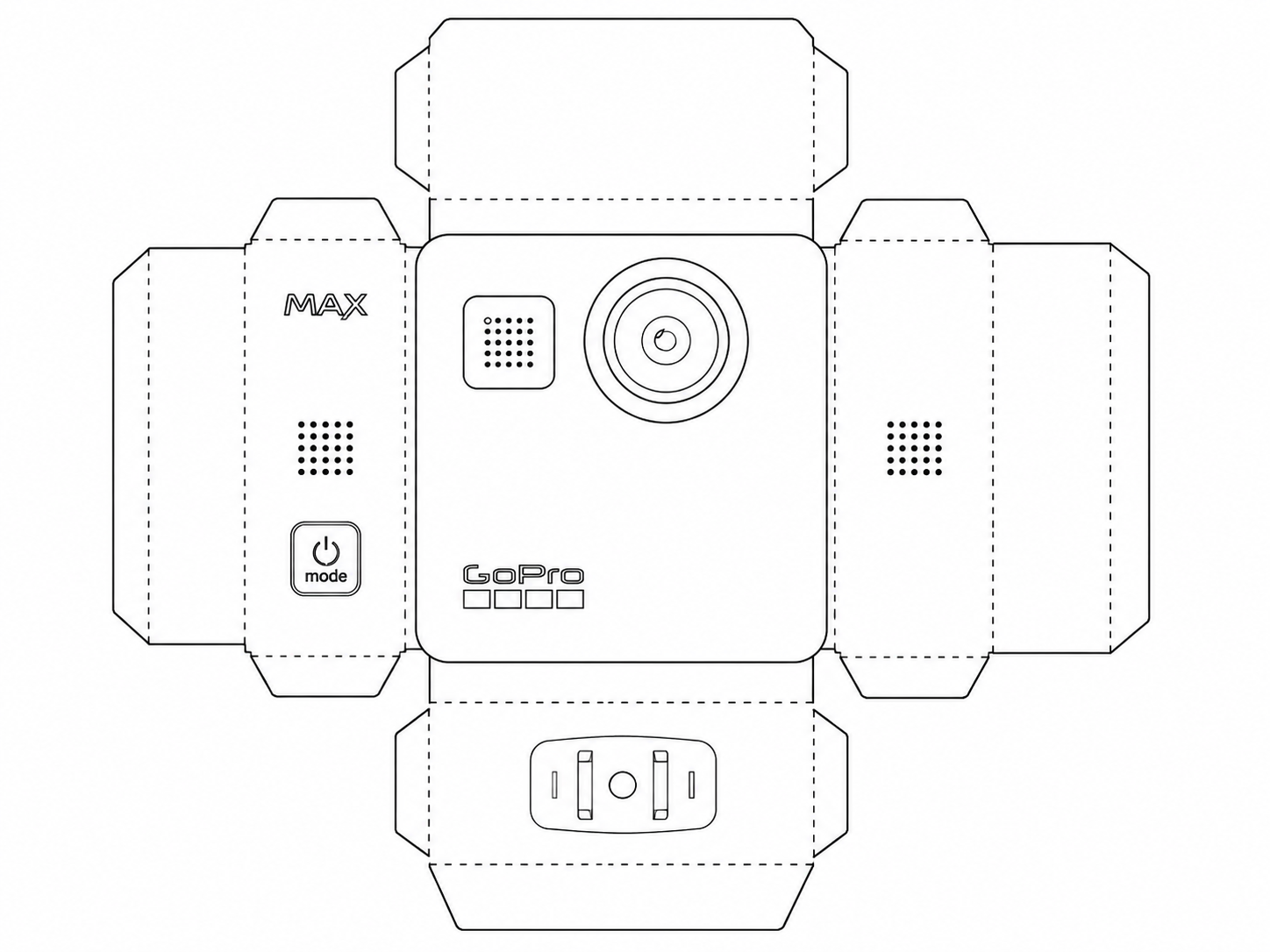 GoPro MAX 360 Action Camera geometric net diagram