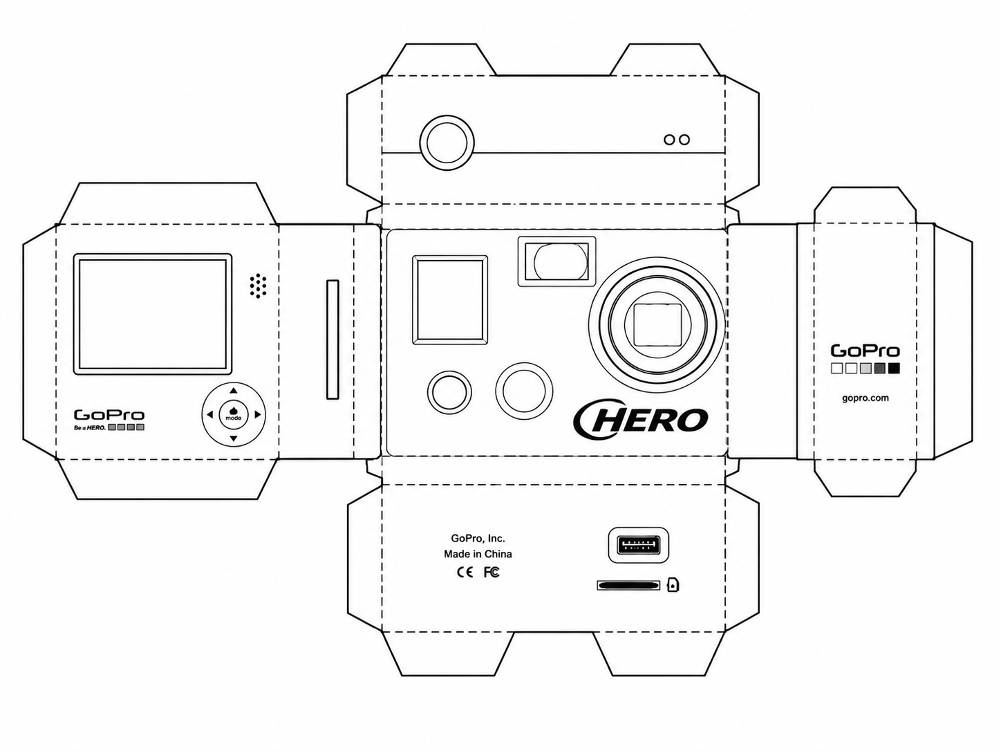 GoPro Wide HERO Action Camera geometric net diagram