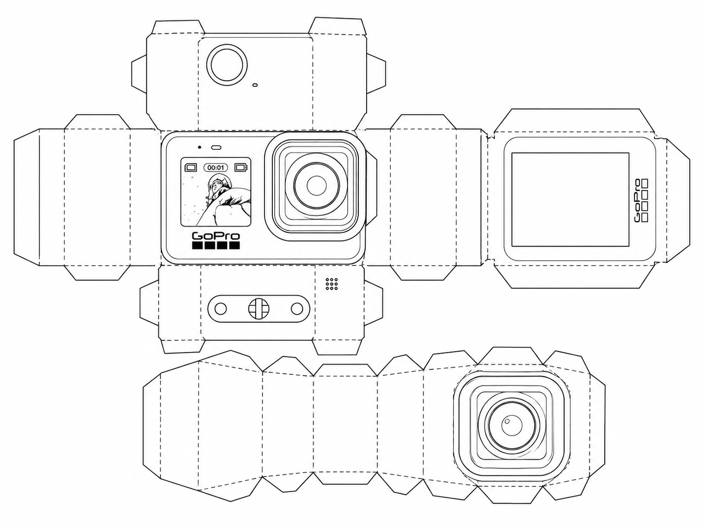 GoPro MISSION 1 Pro Compact Cinema Camera geometric net diagram