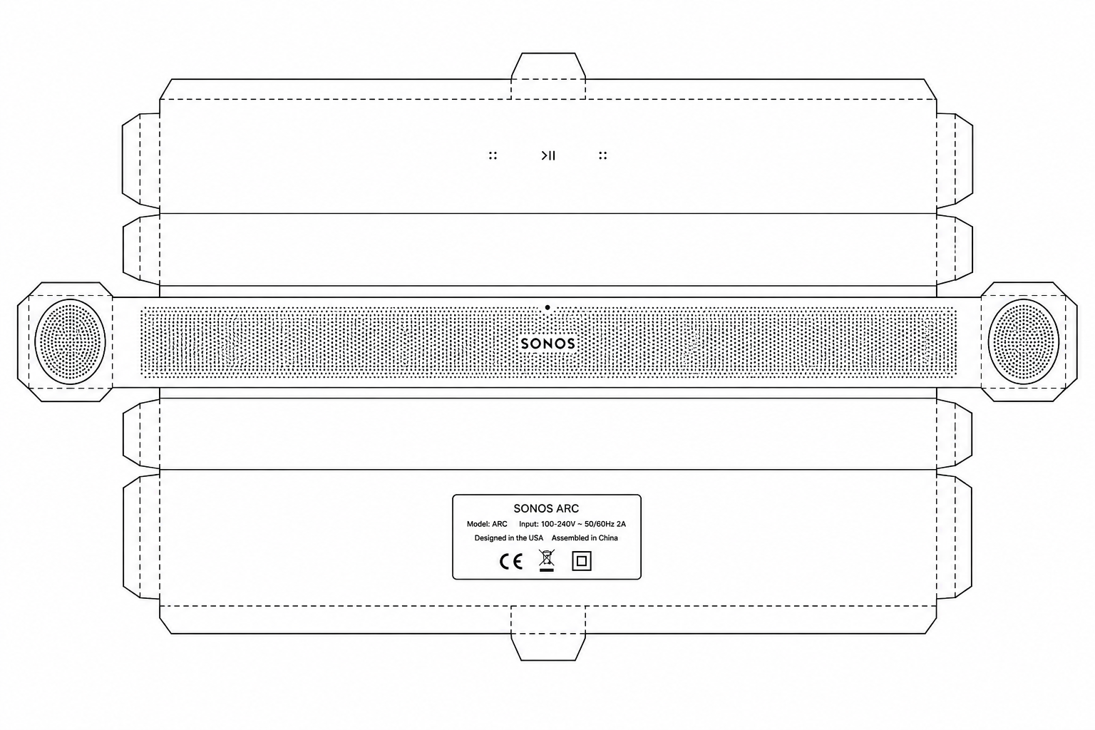 Sonos Arc Home Theater Soundbar geometric net diagram
