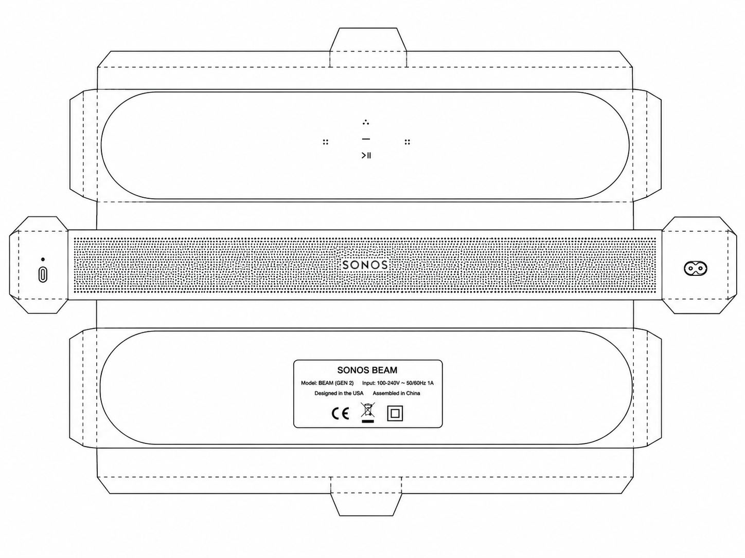 Sonos Beam Audio Equipment geometric net diagram