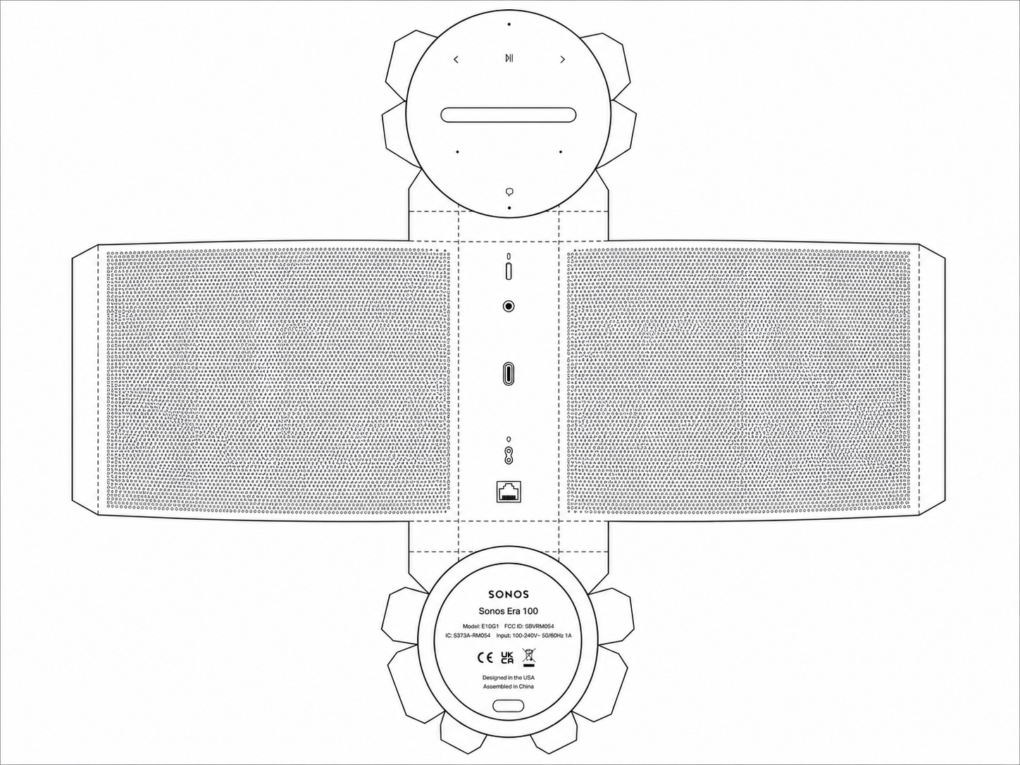 Sonos Era 100 Pro Audio Equipment geometric net diagram