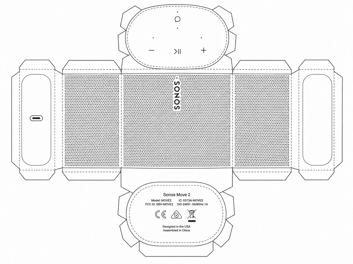 Sonos Move Portable Wireless Speaker geometric net diagram