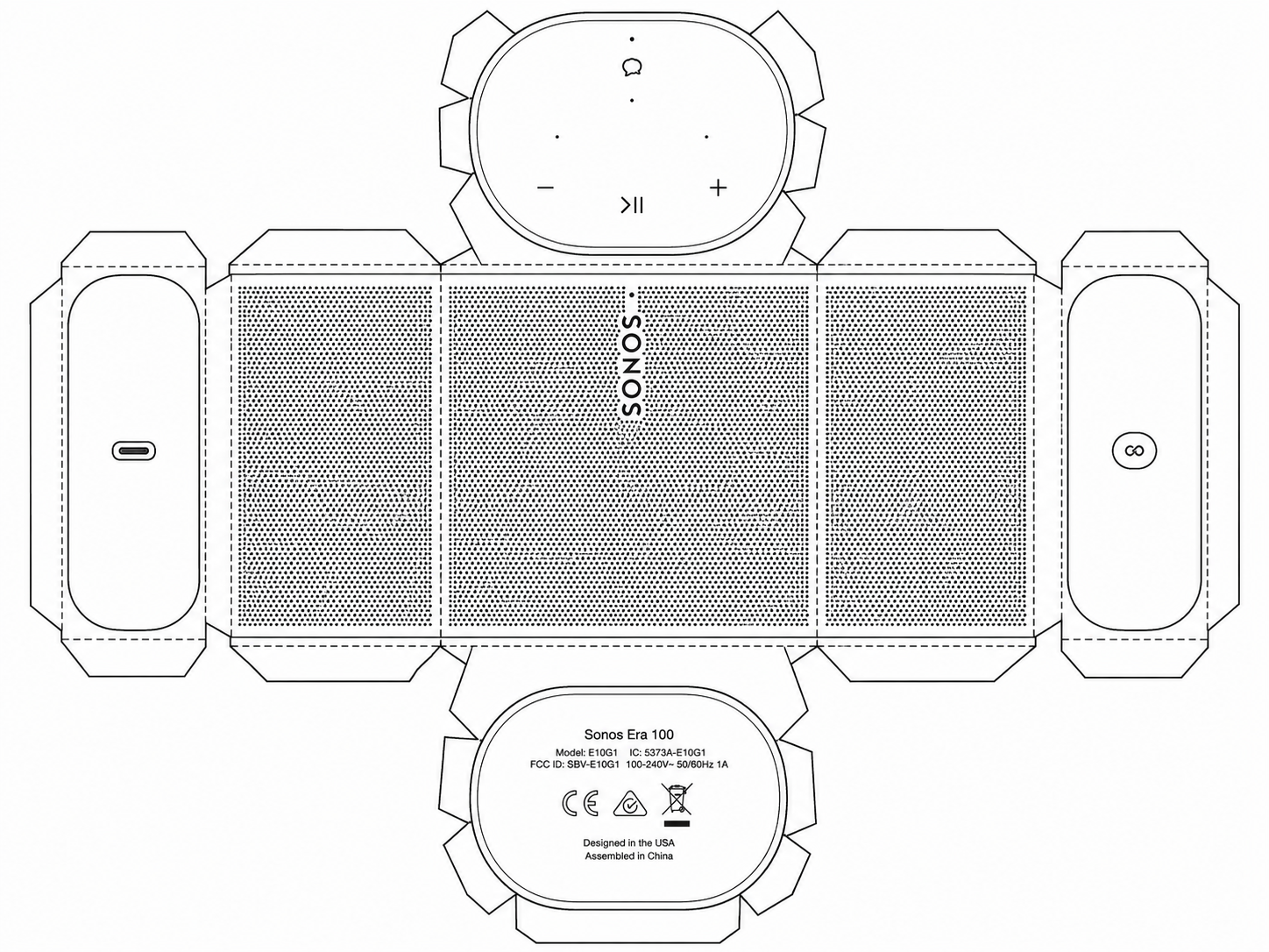 Sonos Play Portable Wireless Speaker geometric net diagram