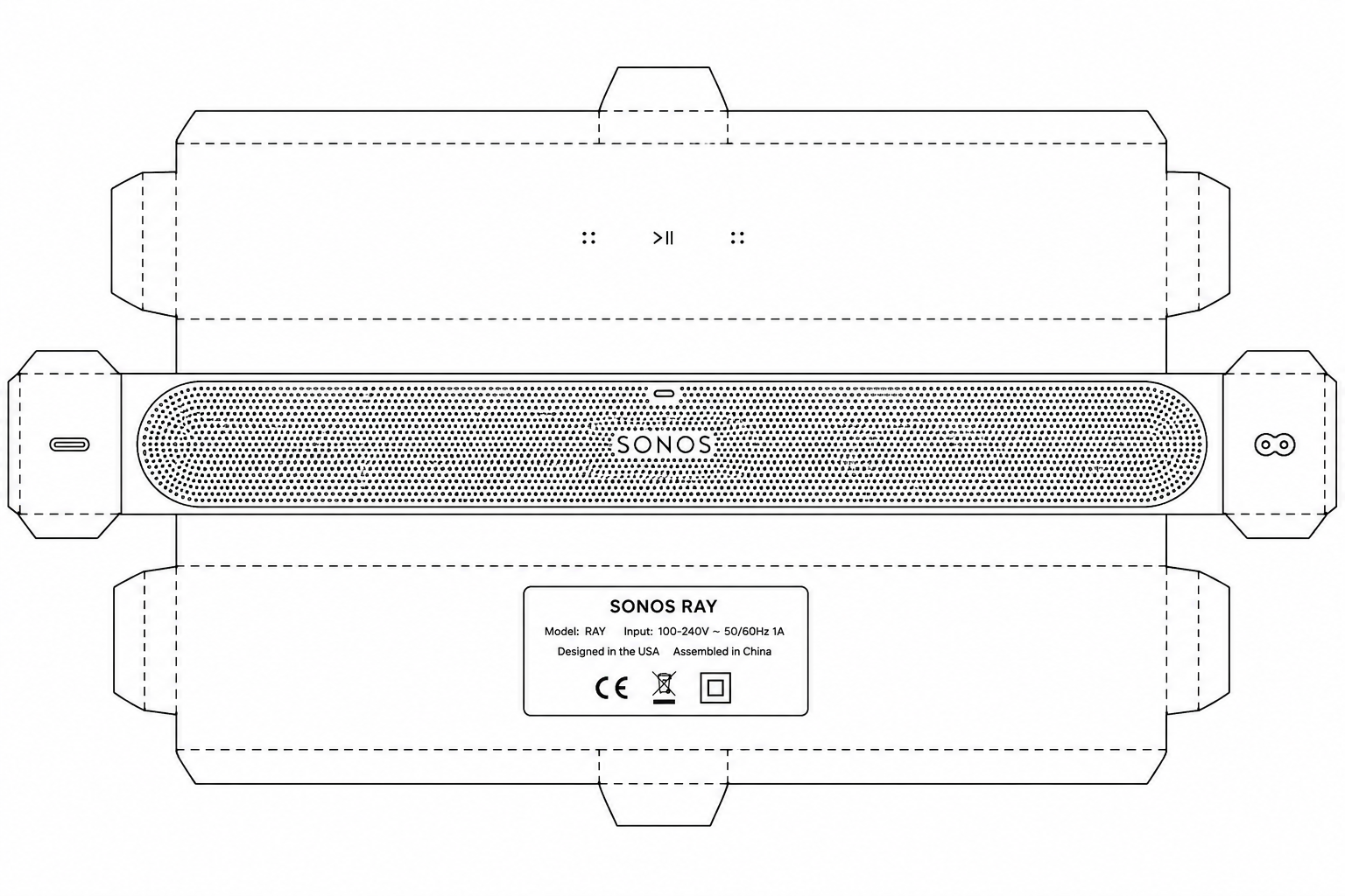 Sonos Ray Soundbar geometric net diagram