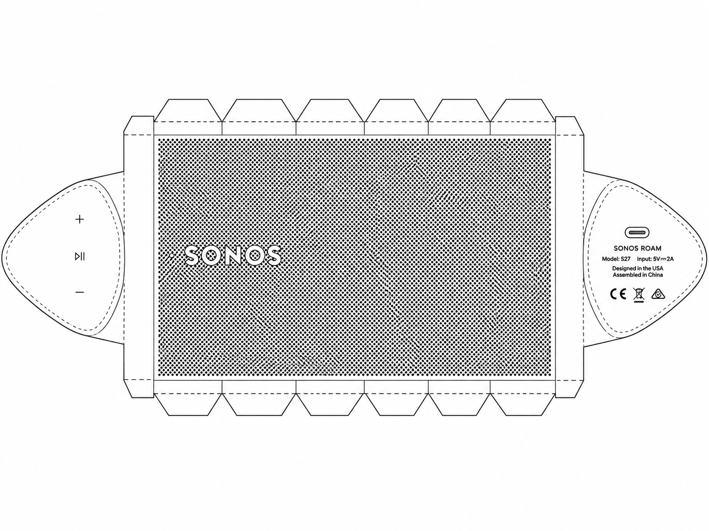 Sonos Roam SL Wireless Smart Speaker geometric net diagram