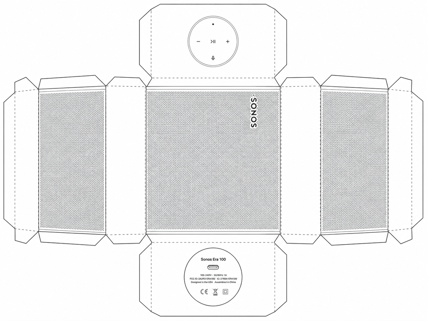 Sonos Era 100 SL Wireless Speaker geometric net diagram