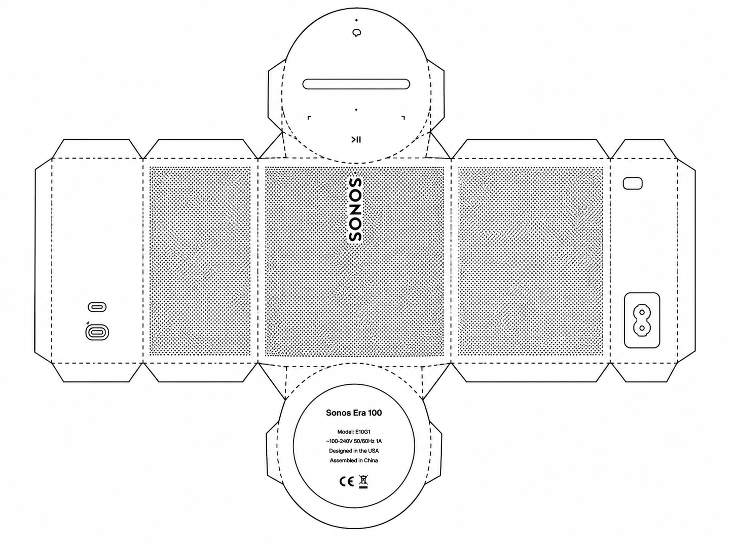 Sonos Era 100 Wireless Smart Speaker geometric net diagram