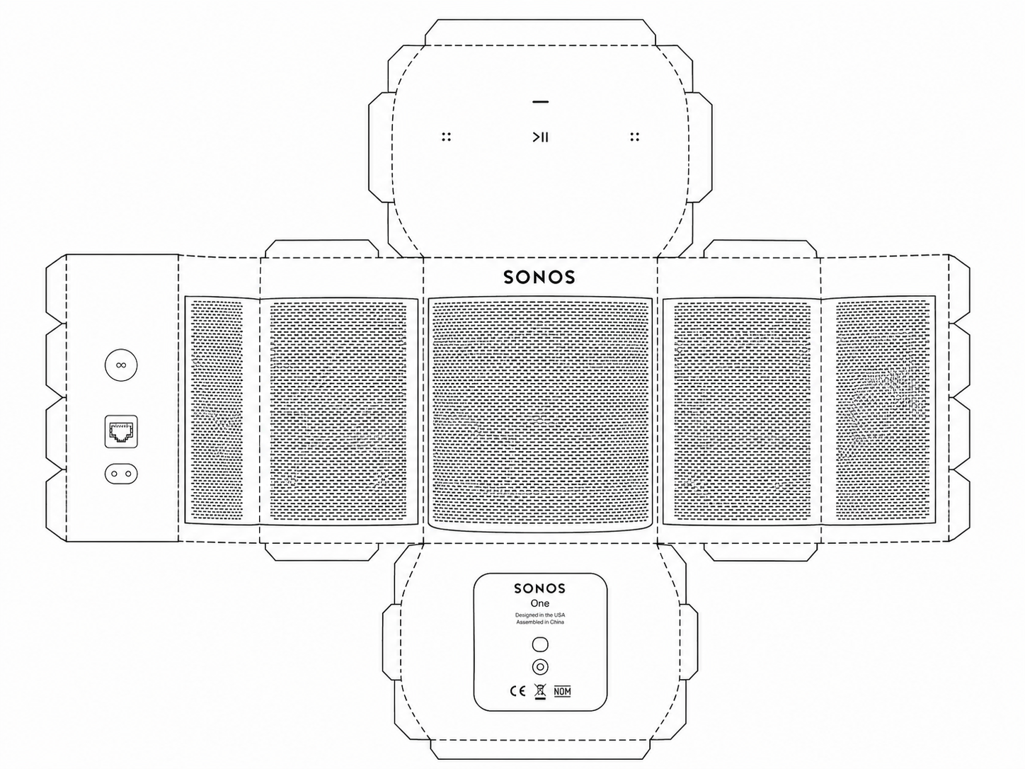 Sonos One SL Audio Equipment geometric net diagram