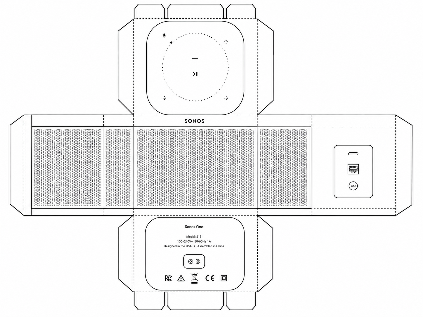 Sonos One Smart Speaker geometric net diagram