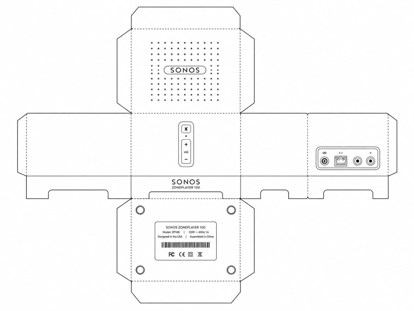 Sonos ZonePlayer 100 Audio Equipment geometric net diagram