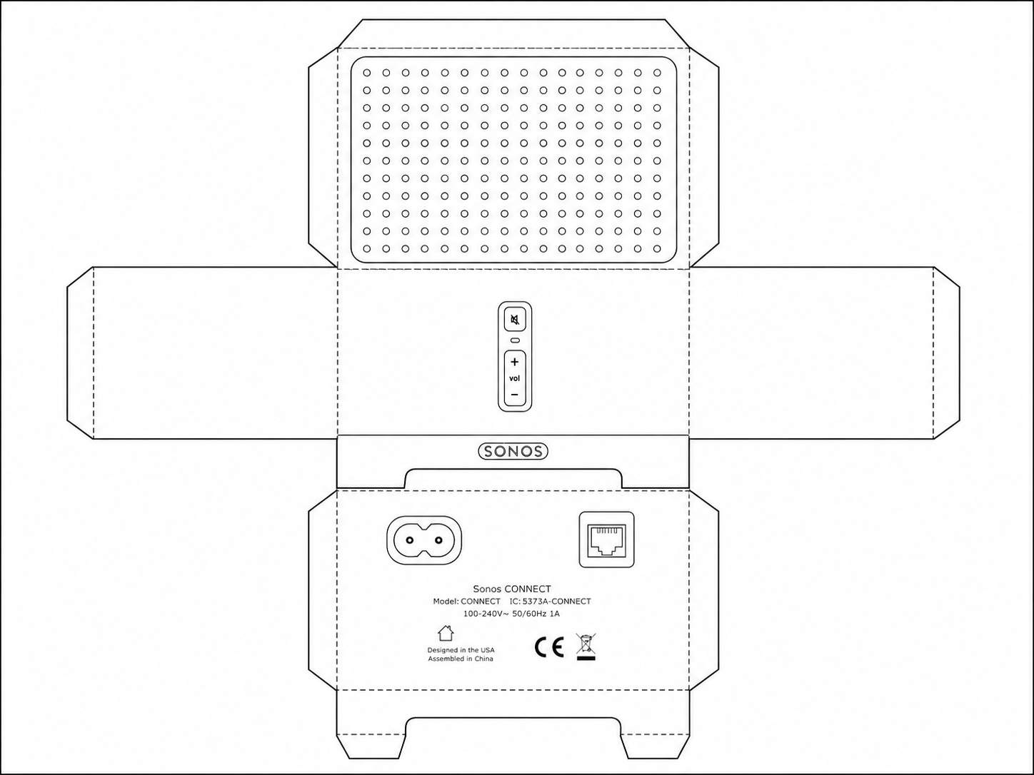 Sonos ZonePlayer 120 Network Audio Amplifier geometric net diagram