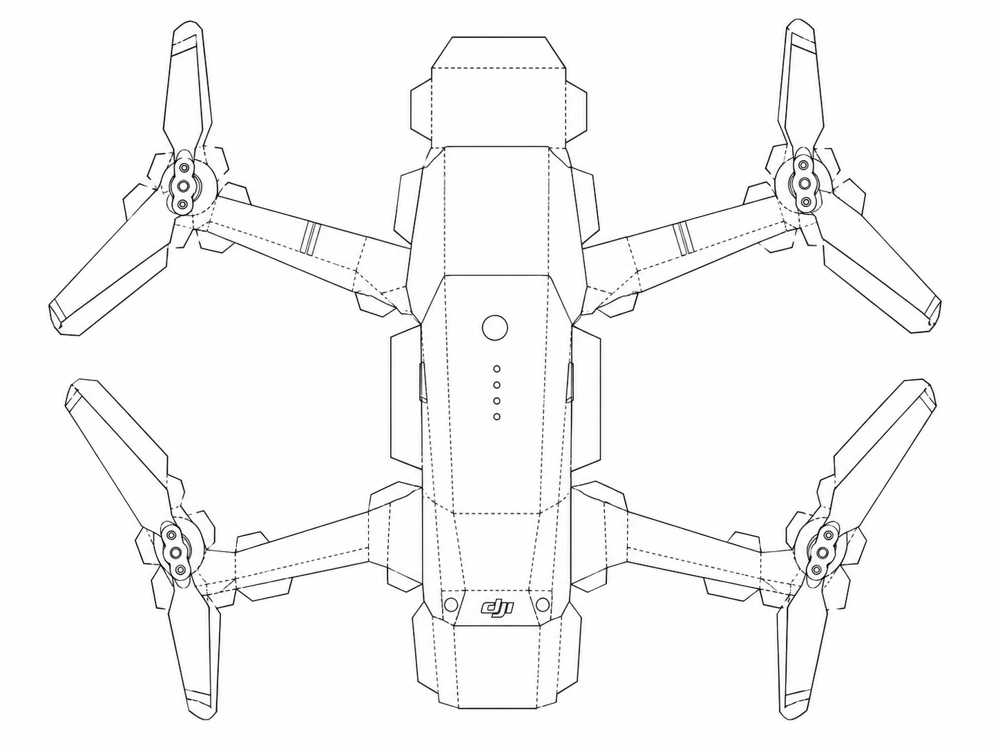 DJI Mavic Pro Camera Drone geometric net diagram
