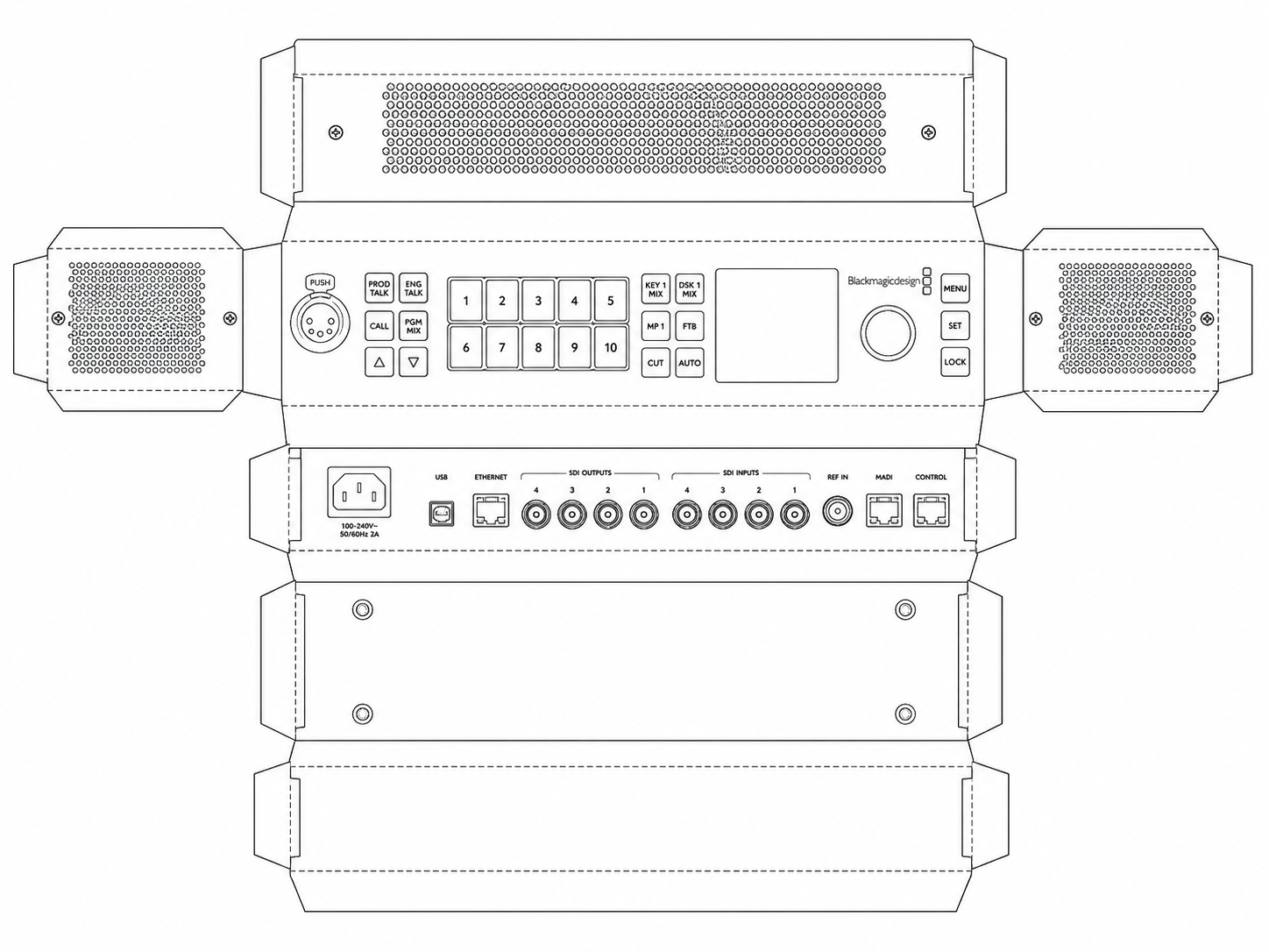 Blackmagic  ATEM 1 M-E Constellation 4K Live Production Video Switcher geometric net diagram