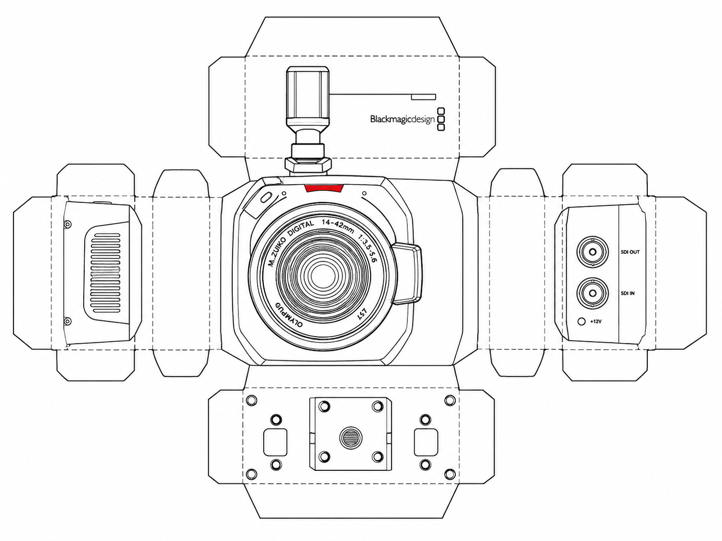 Blackmagic Micro Studio Camera 4K G2 Professional Digital Video Camera geometric net diagram