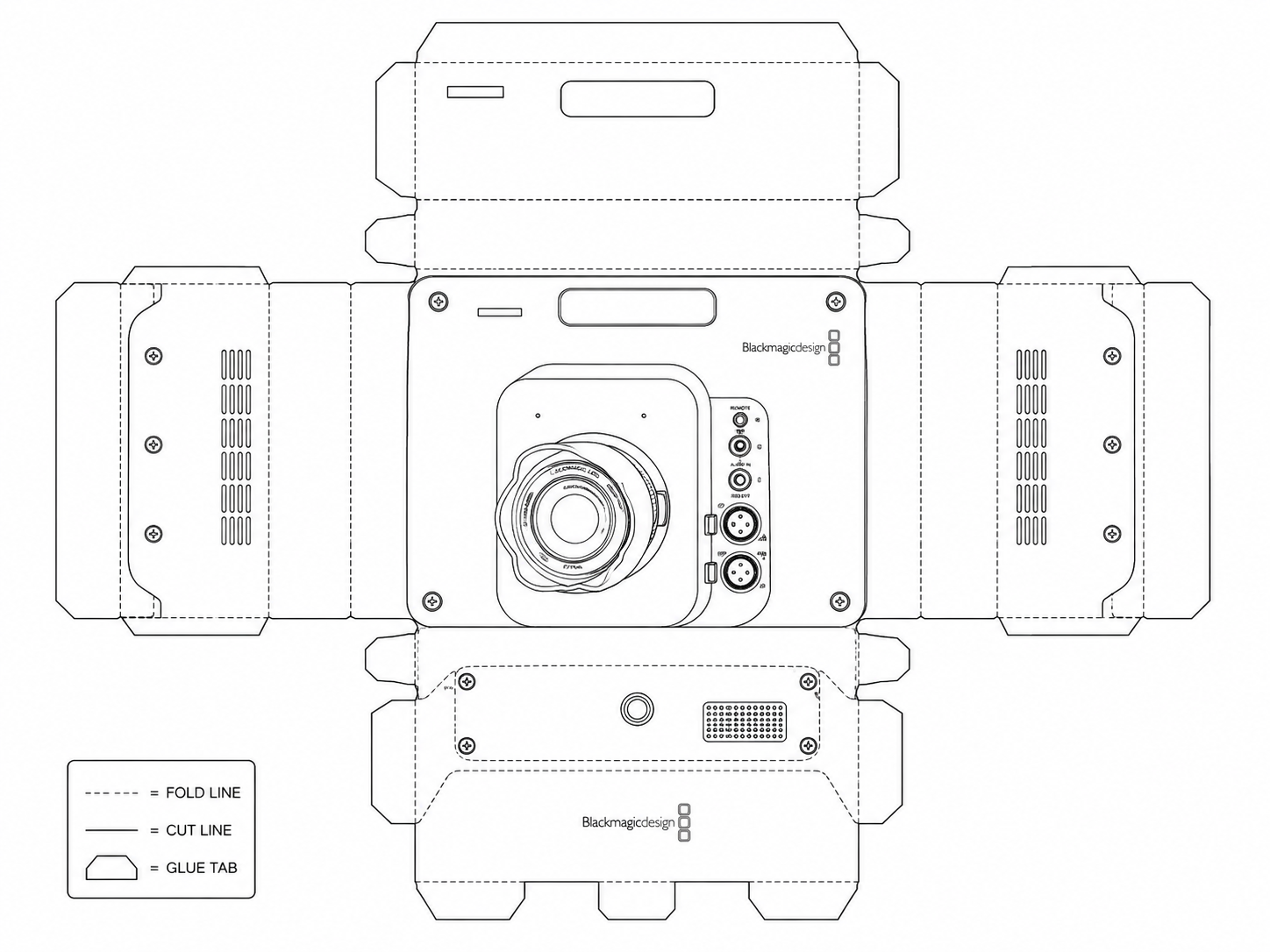 Blackmagic Studio Camera HD Broadcast Camera geometric net diagram