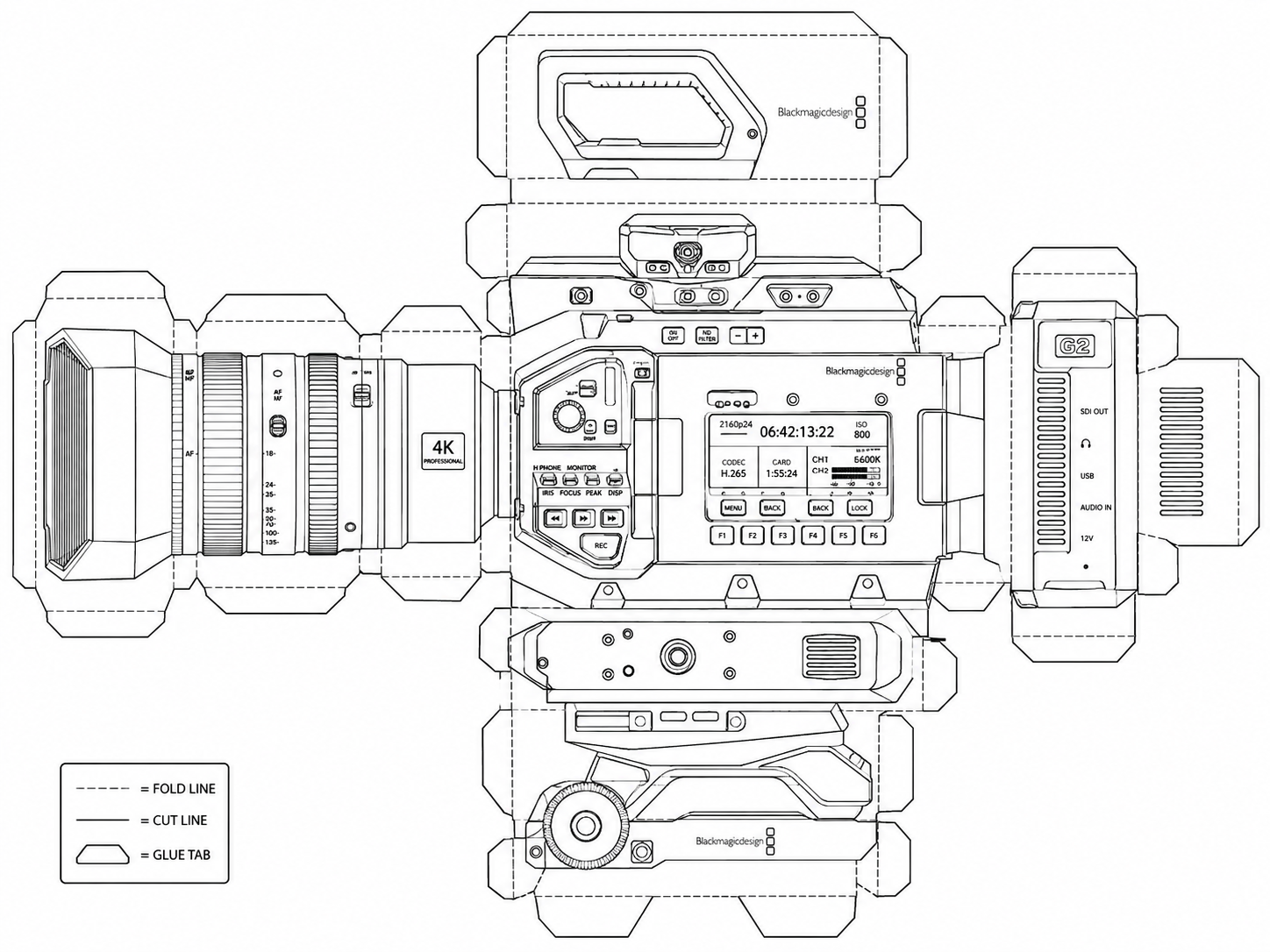 Blackmagic URSA Broadcast Broadcast Video Camera geometric net diagram