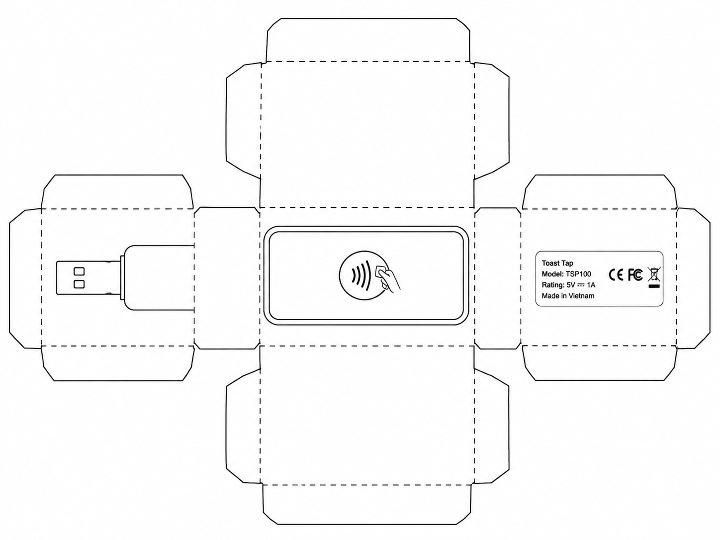Toast MSR / Magnetic Stripe Reader USB Magnetic Stripe Card Reader geometric net diagram