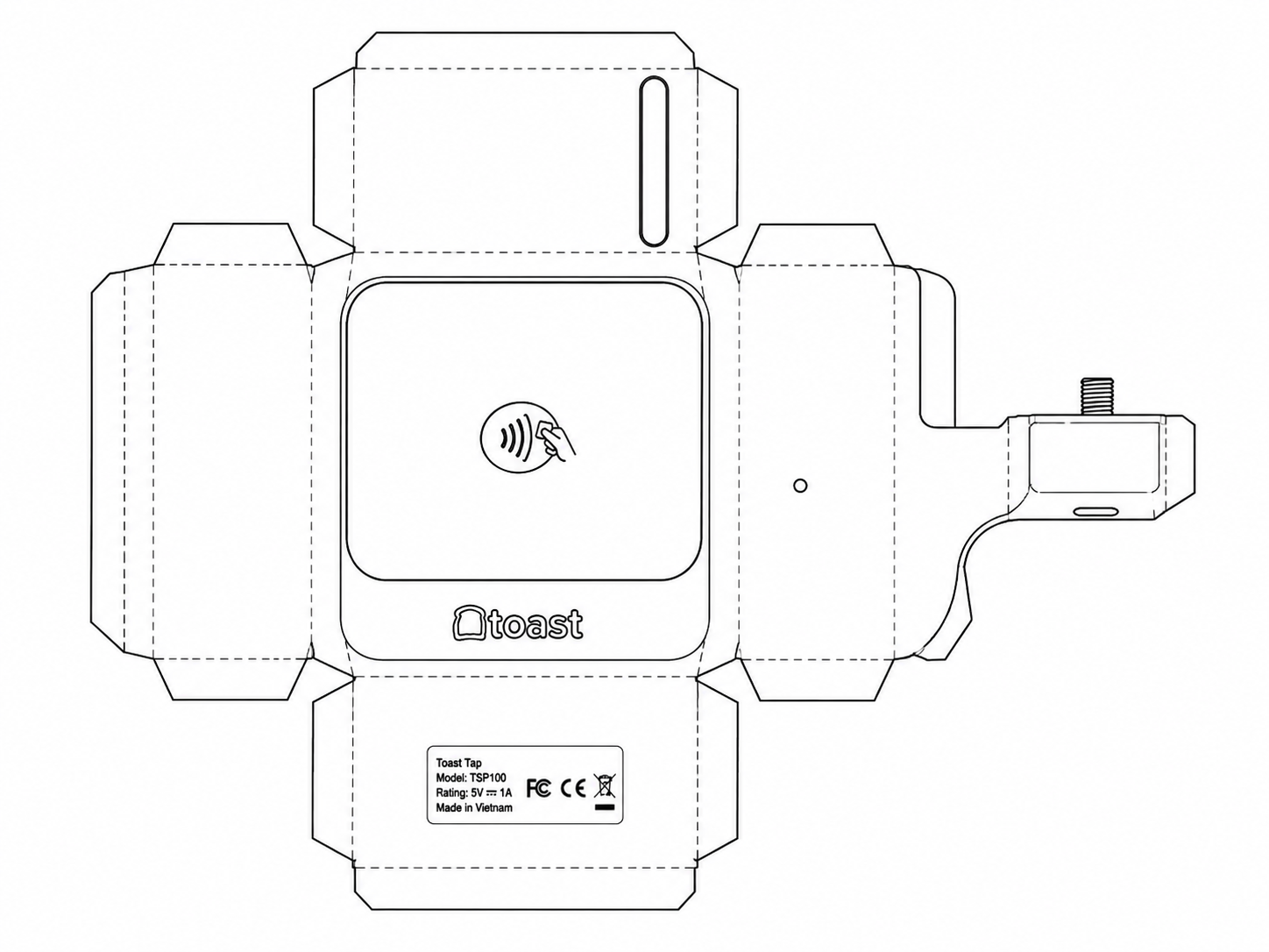 Toast Tap Direct Attach Payment Card Reader geometric net diagram
