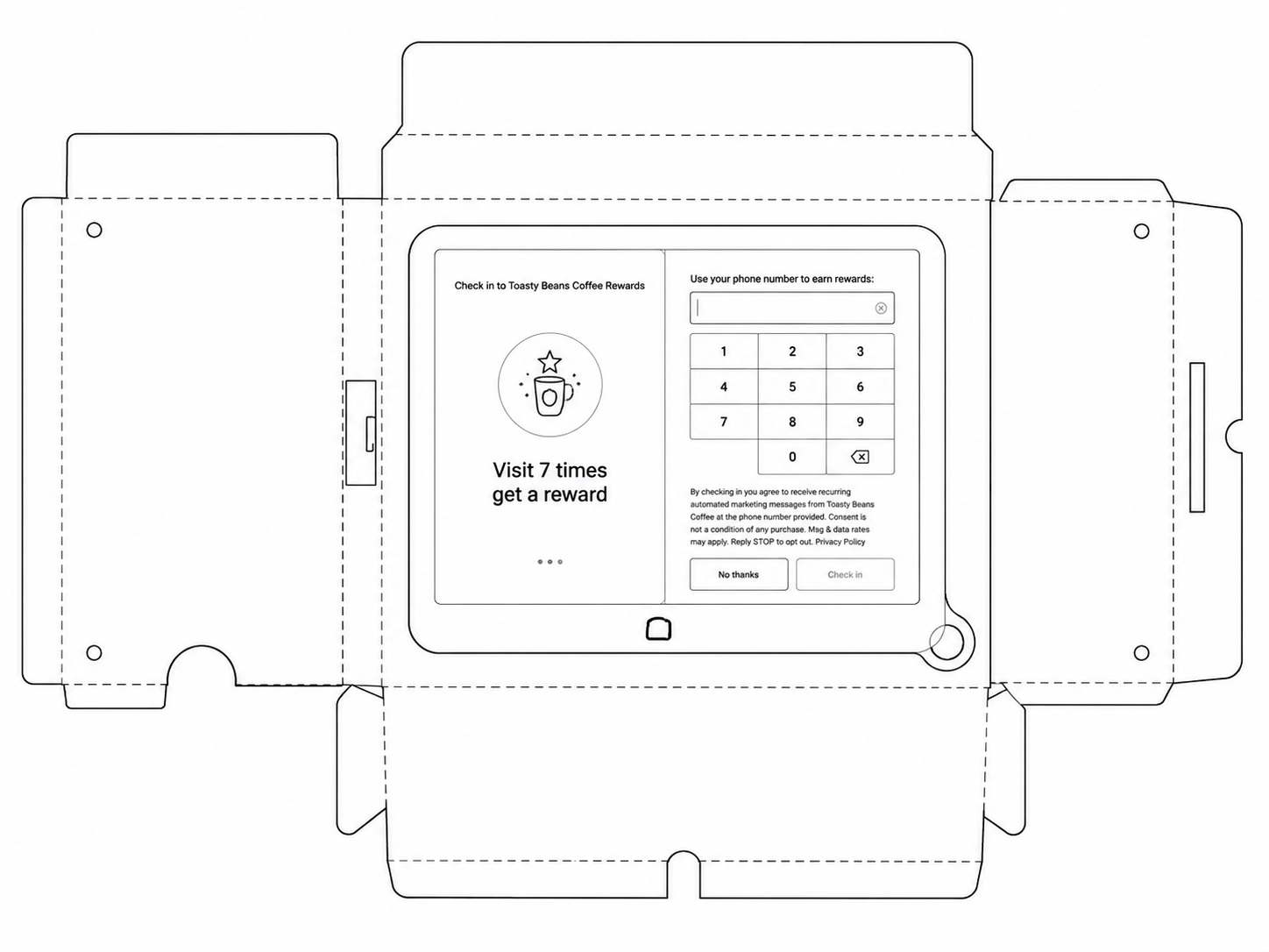 Toast Flex 3 Point-of-Sale Terminal geometric net diagram