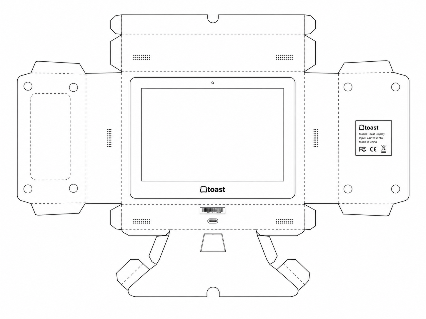 Toast Flex for Guest Point-of-Sale Guest-Facing Display geometric net diagram