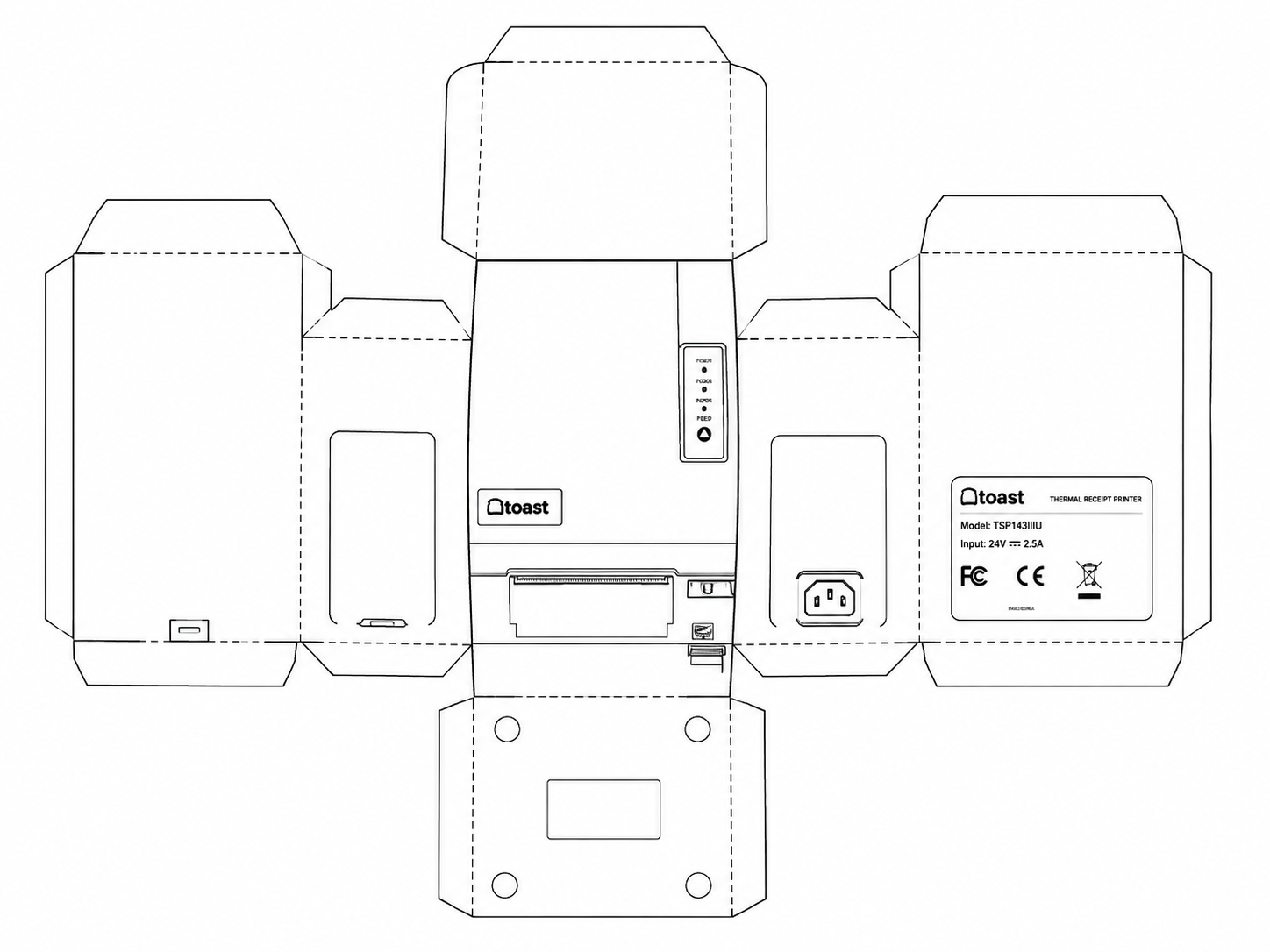 Toast Label Printer TLP400 Thermal Label Printer geometric net diagram